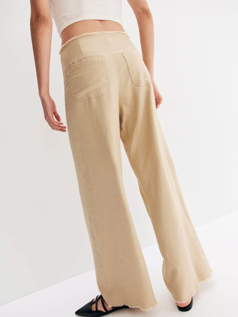 Viral Divided H&M Frayed-Edge Linen-Blend Trousers